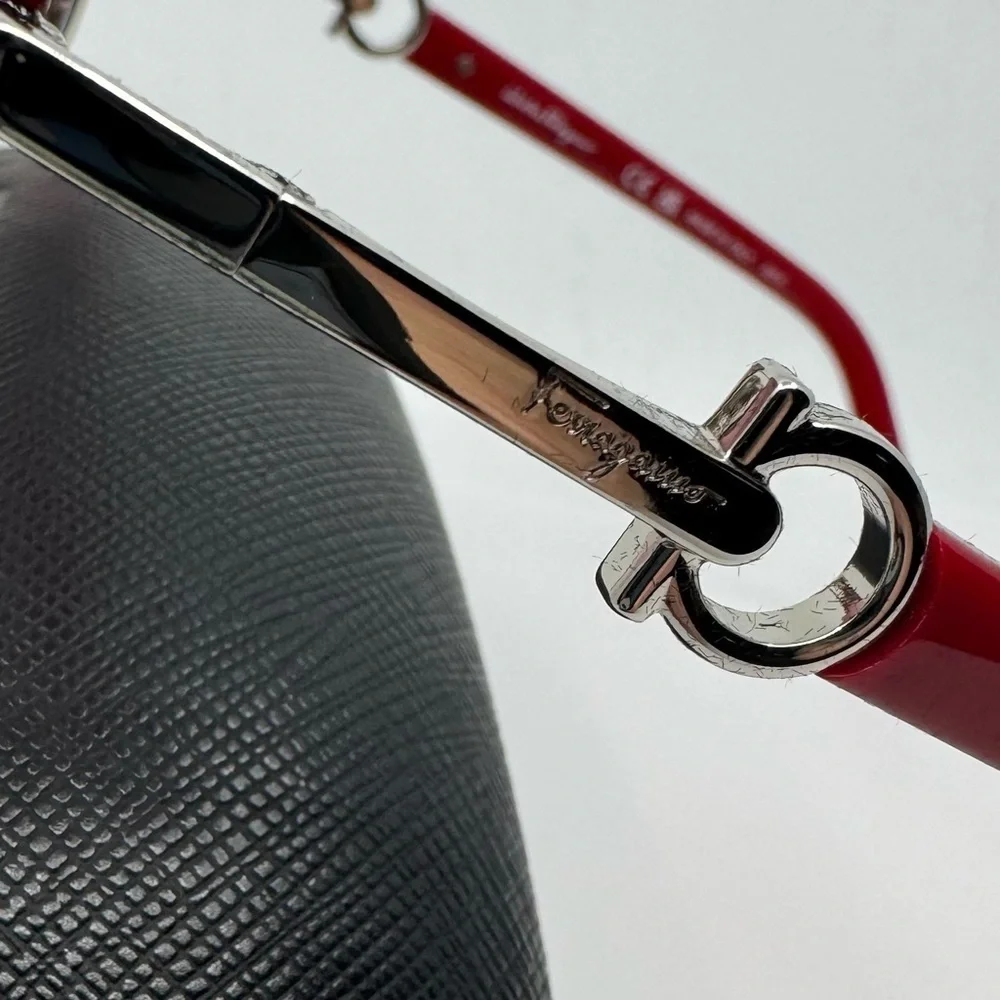 Salvatore Ferragamo Sunglasses Silver Frame /Red Pink Gradient Rectangle New!